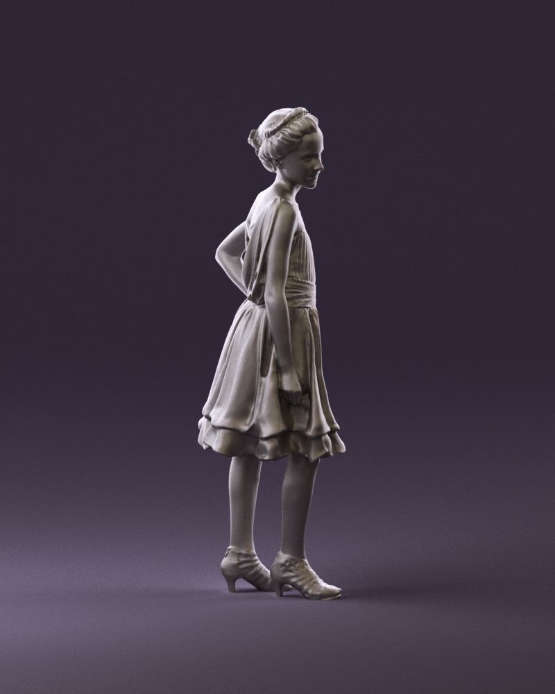 000979 makeuped girl in blue dress 3D Print Ready 3D print model_3