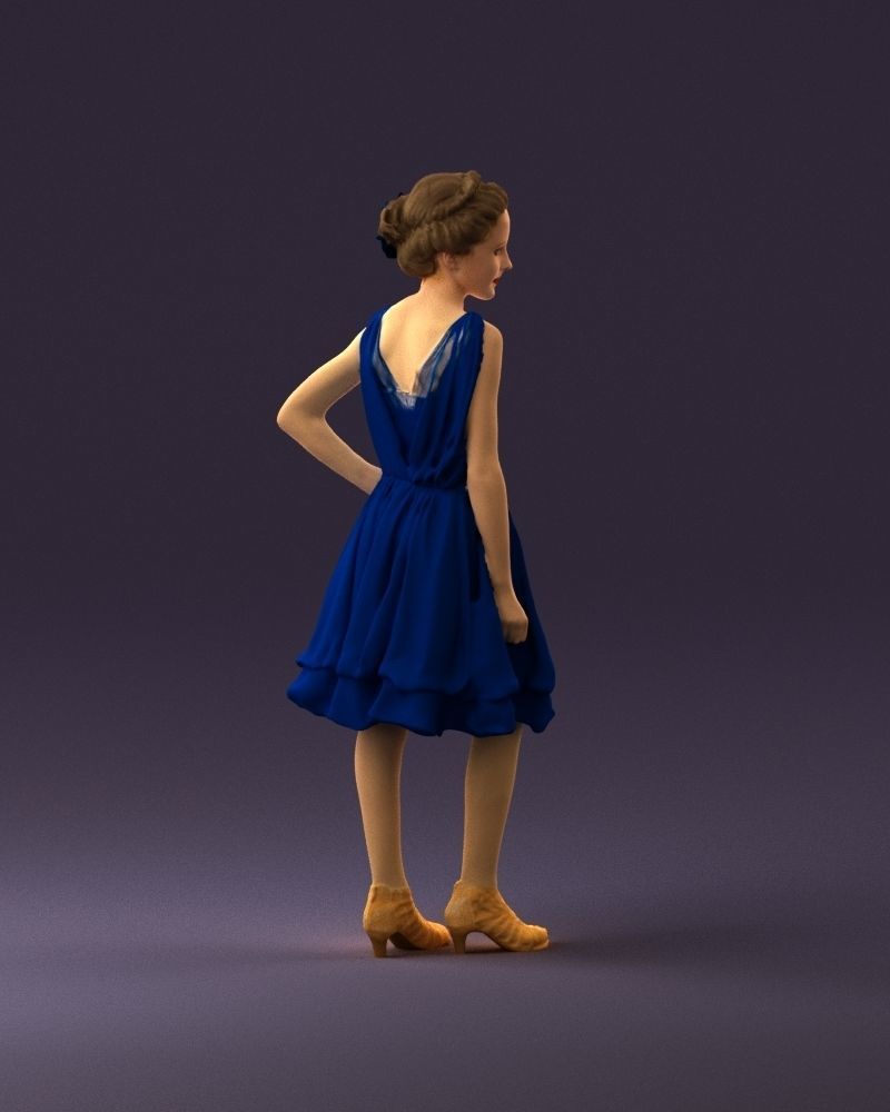 000979 makeuped girl in blue dress 3D Print Ready 3D print model_16