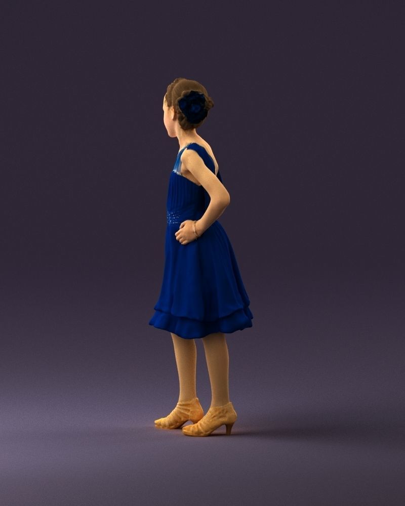 000979 makeuped girl in blue dress 3D Print Ready 3D print model_19