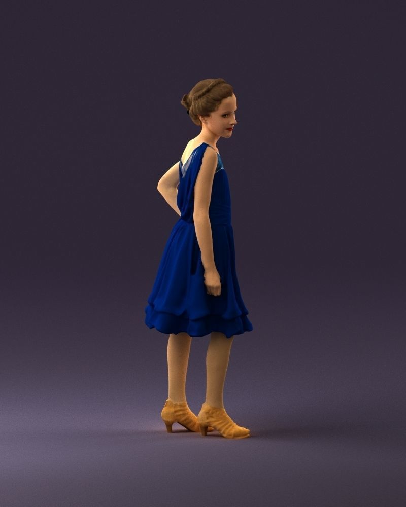 000979 makeuped girl in blue dress 3D Print Ready 3D print model_15