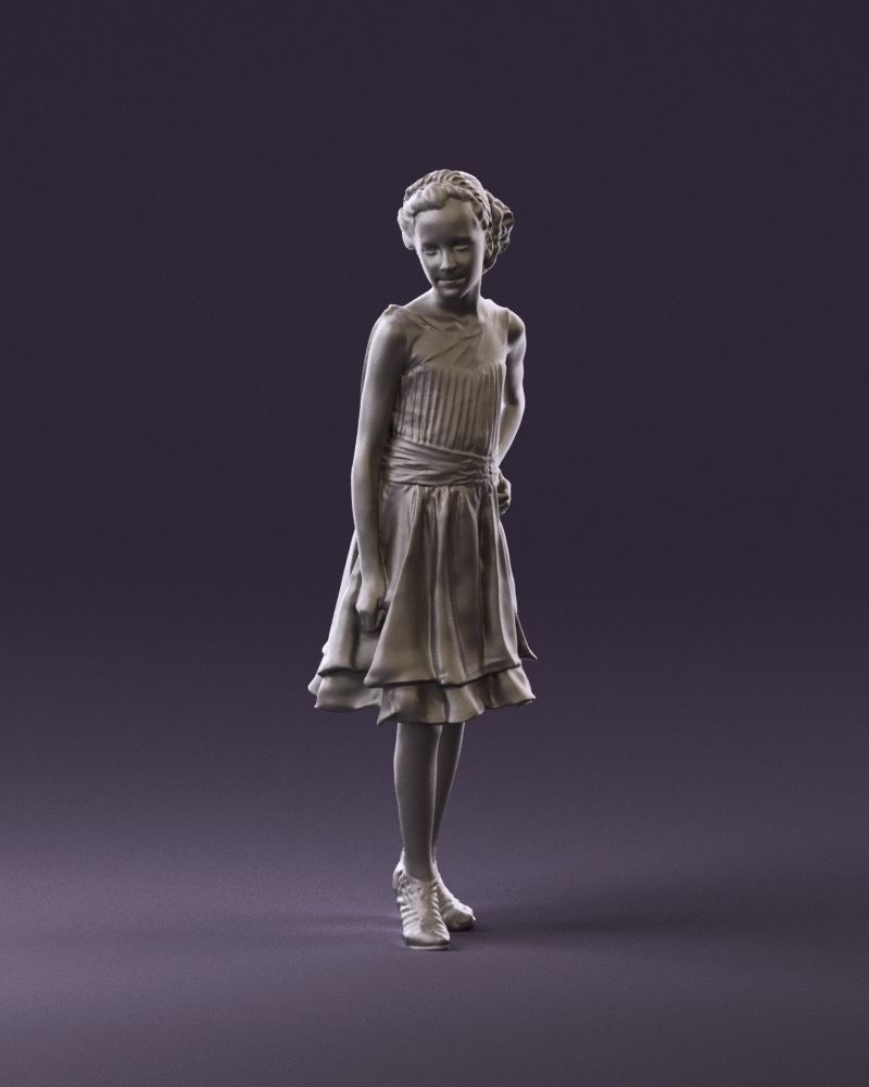 000979 makeuped girl in blue dress 3D Print Ready 3D print model_11