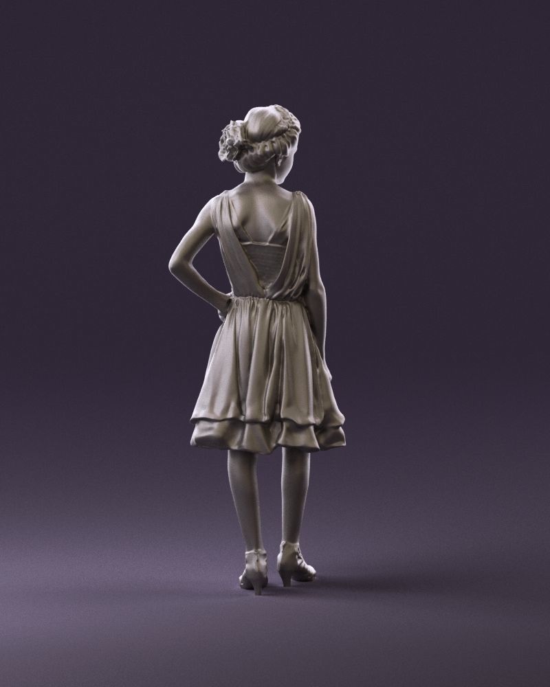 000979 makeuped girl in blue dress 3D Print Ready 3D print model_5