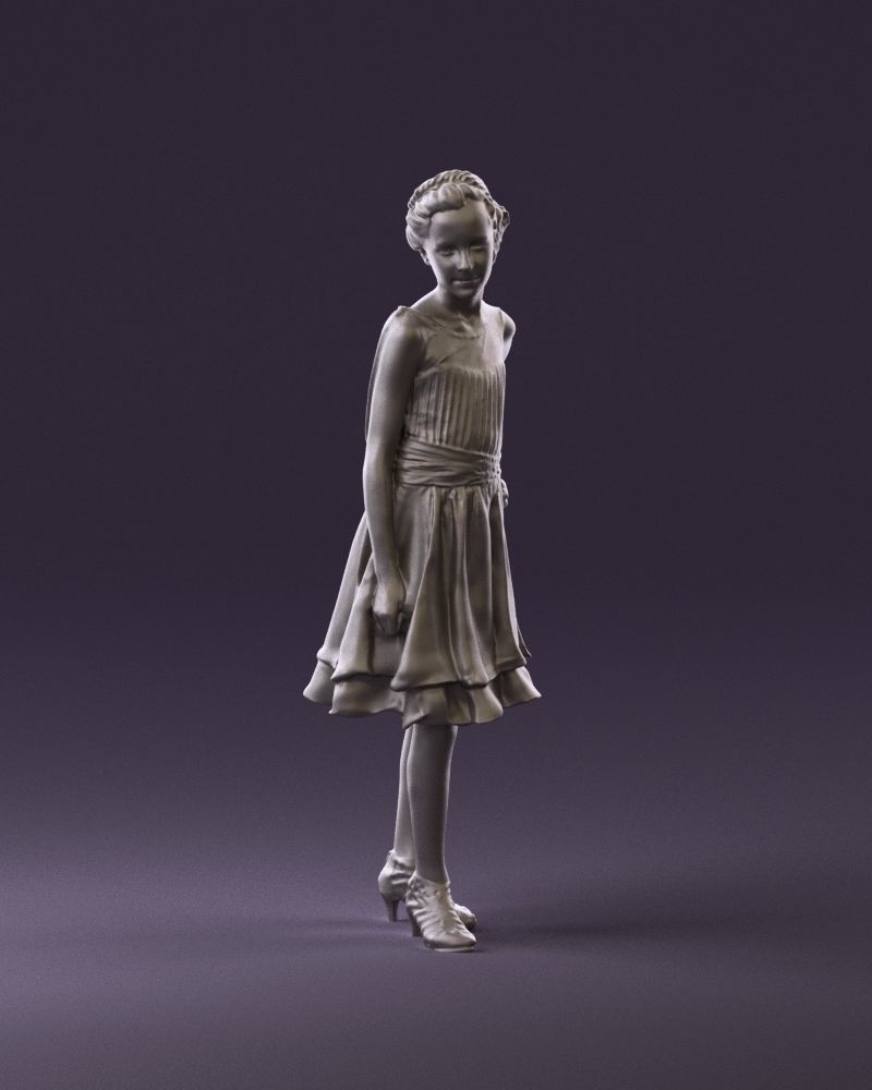 000979 makeuped girl in blue dress 3D Print Ready 3D print model_1