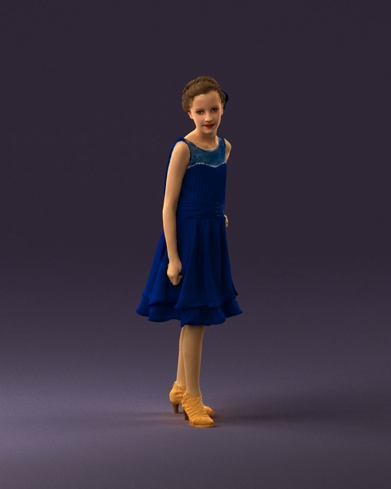 000979 makeuped girl in blue dress 3D Print Ready 3D print model_13