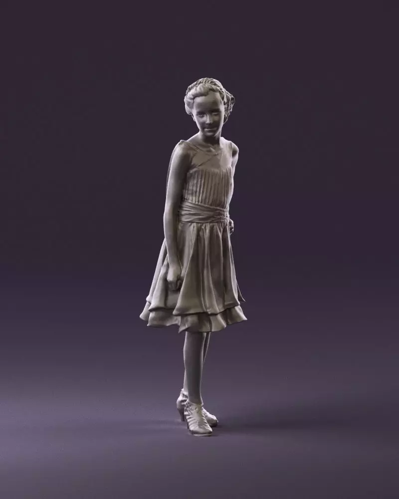 000979 makeuped girl in blue dress 3D Print Ready 3D print model_0