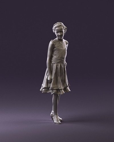 000979 makeuped girl in blue dress 3D Print Ready 3D print model