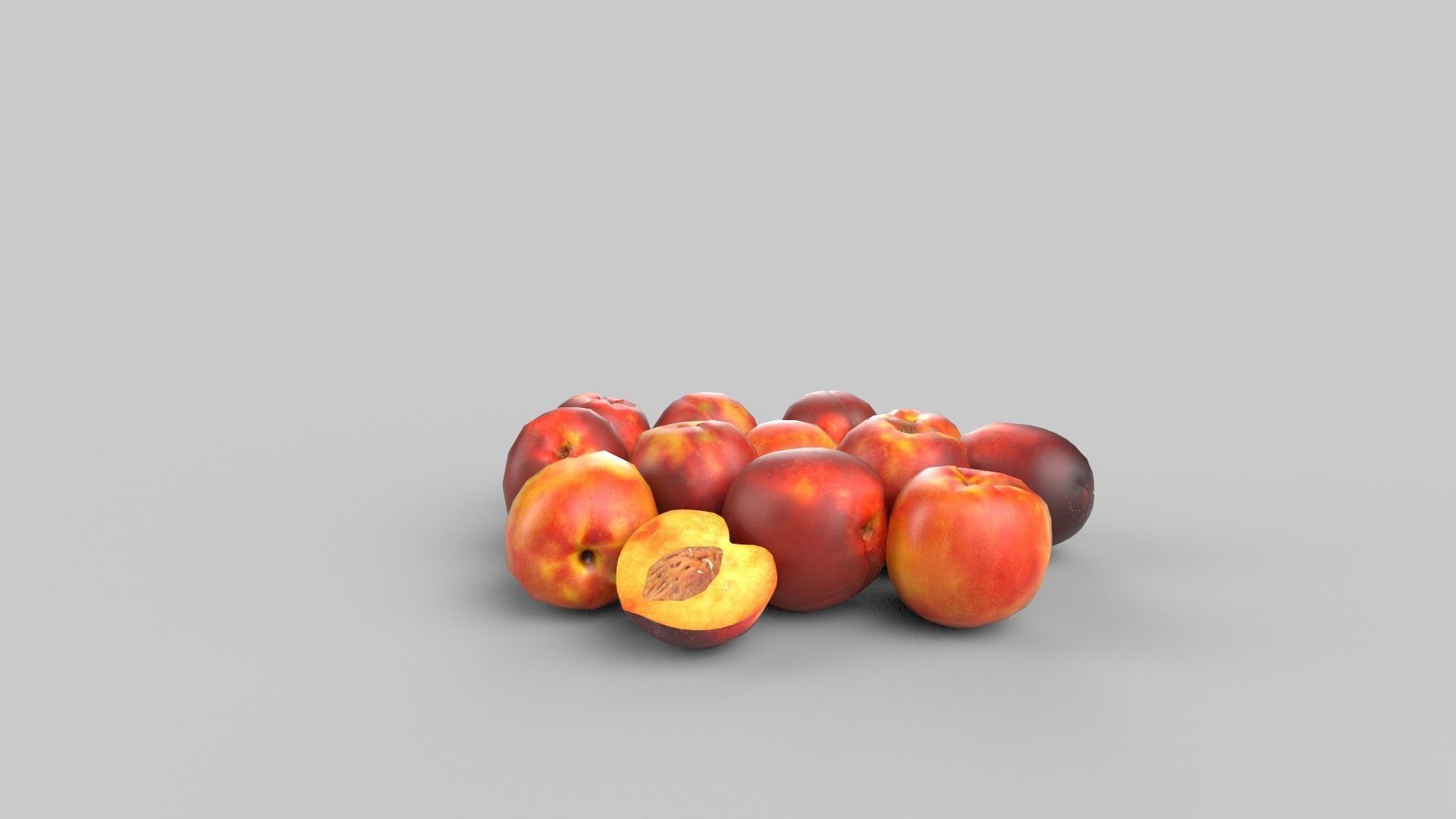 Nectarines plums Low-poly 3D model_4