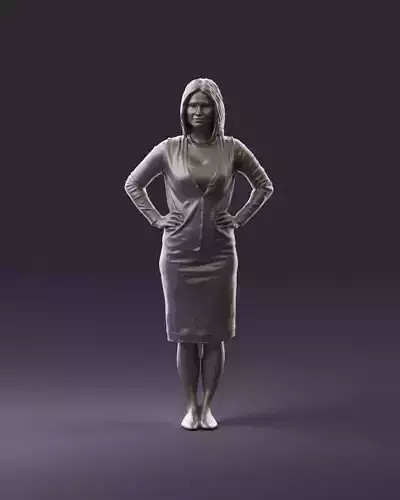 000980 woman regular dress hands on sides 3D Print Ready