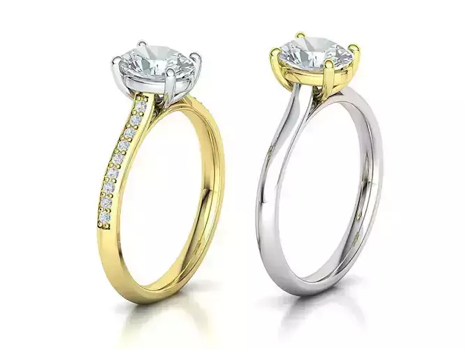 8x6 Oval Stone Engagement Ring Two versions with DISCOUNT 3D Model Collection