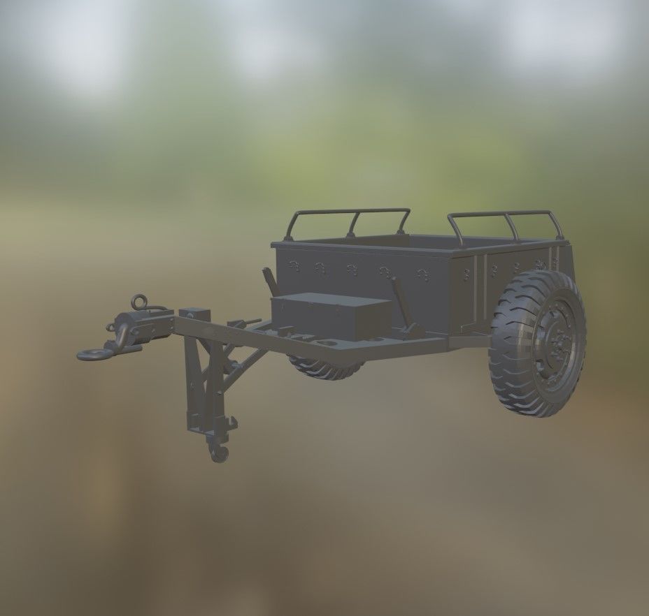 US M10 Trailer for RC Tank or military vehicule scale 1 16 3D print model_6