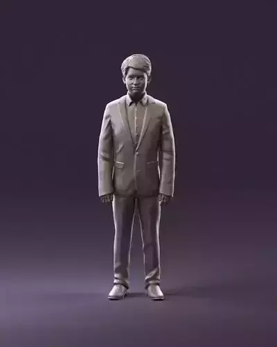 000982 serious young boy in blue suit 3D Print Ready