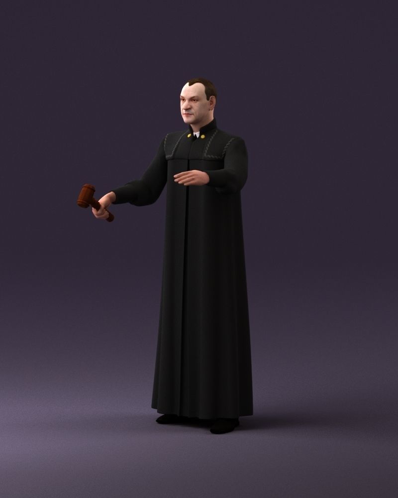 000984 Man in judge black dress 3D model_9
