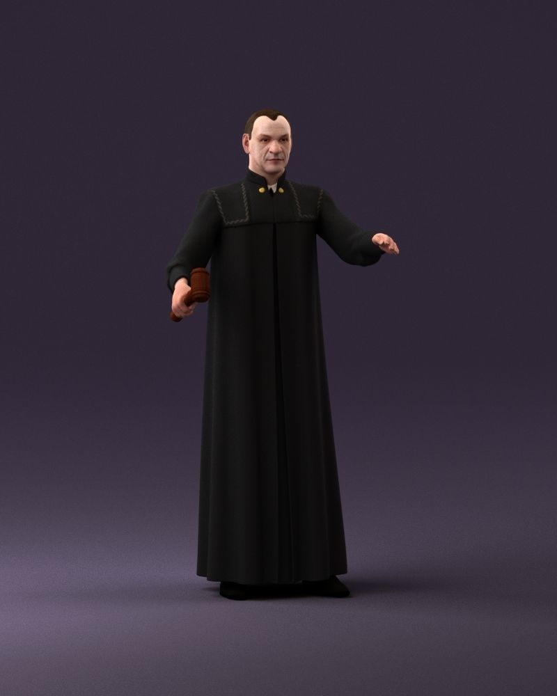 000984 Man in judge black dress 3D model_11