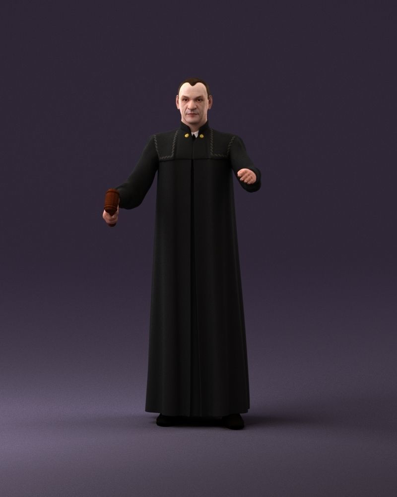 000984 Man in judge black dress 3D model_10