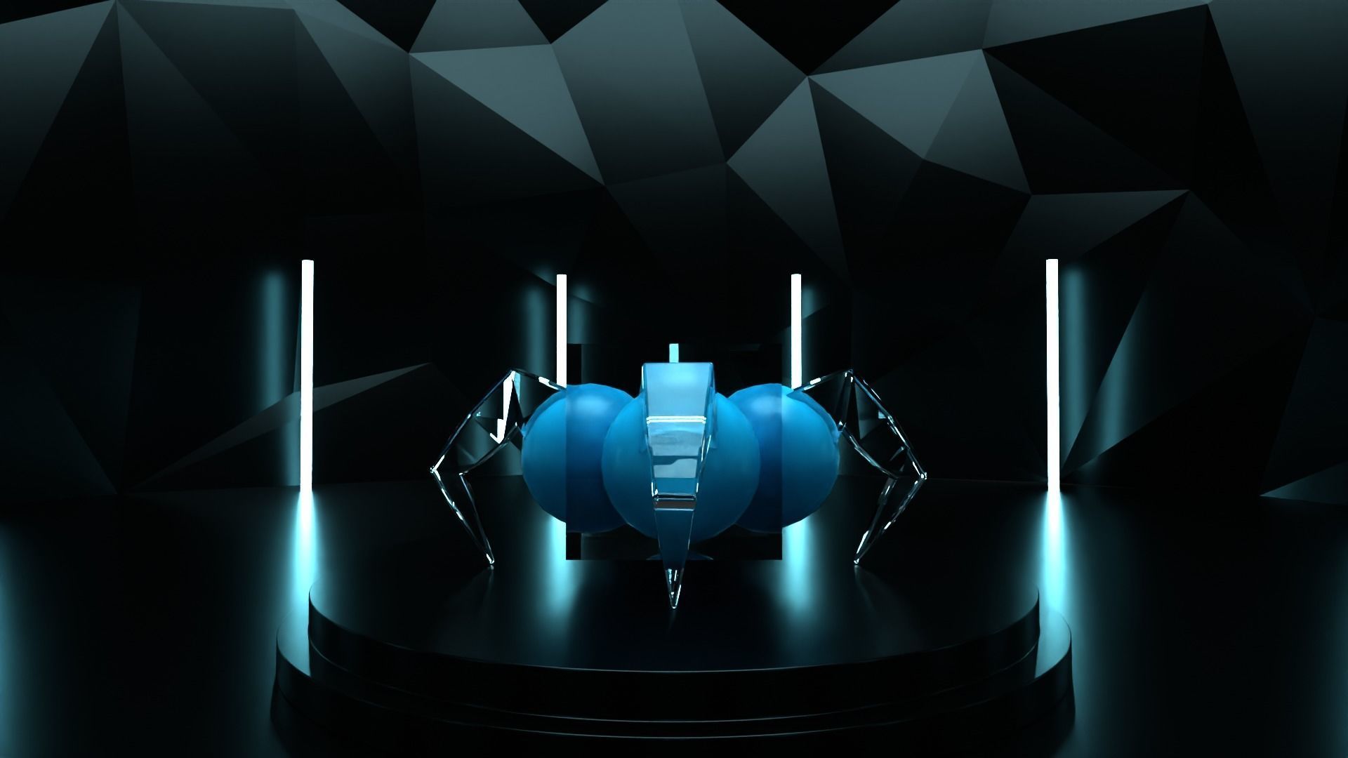 quad-bot spider robot Low-poly 3D model_2
