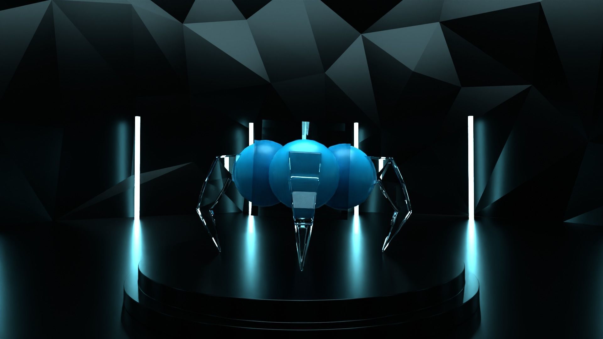 quad-bot spider robot Low-poly 3D model_5