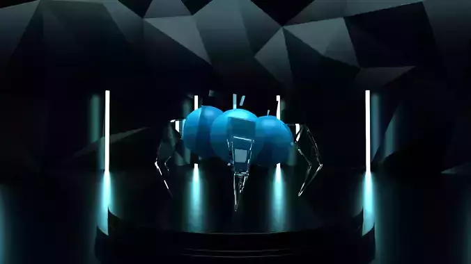 quad-bot spider robot Low-poly 3D model
