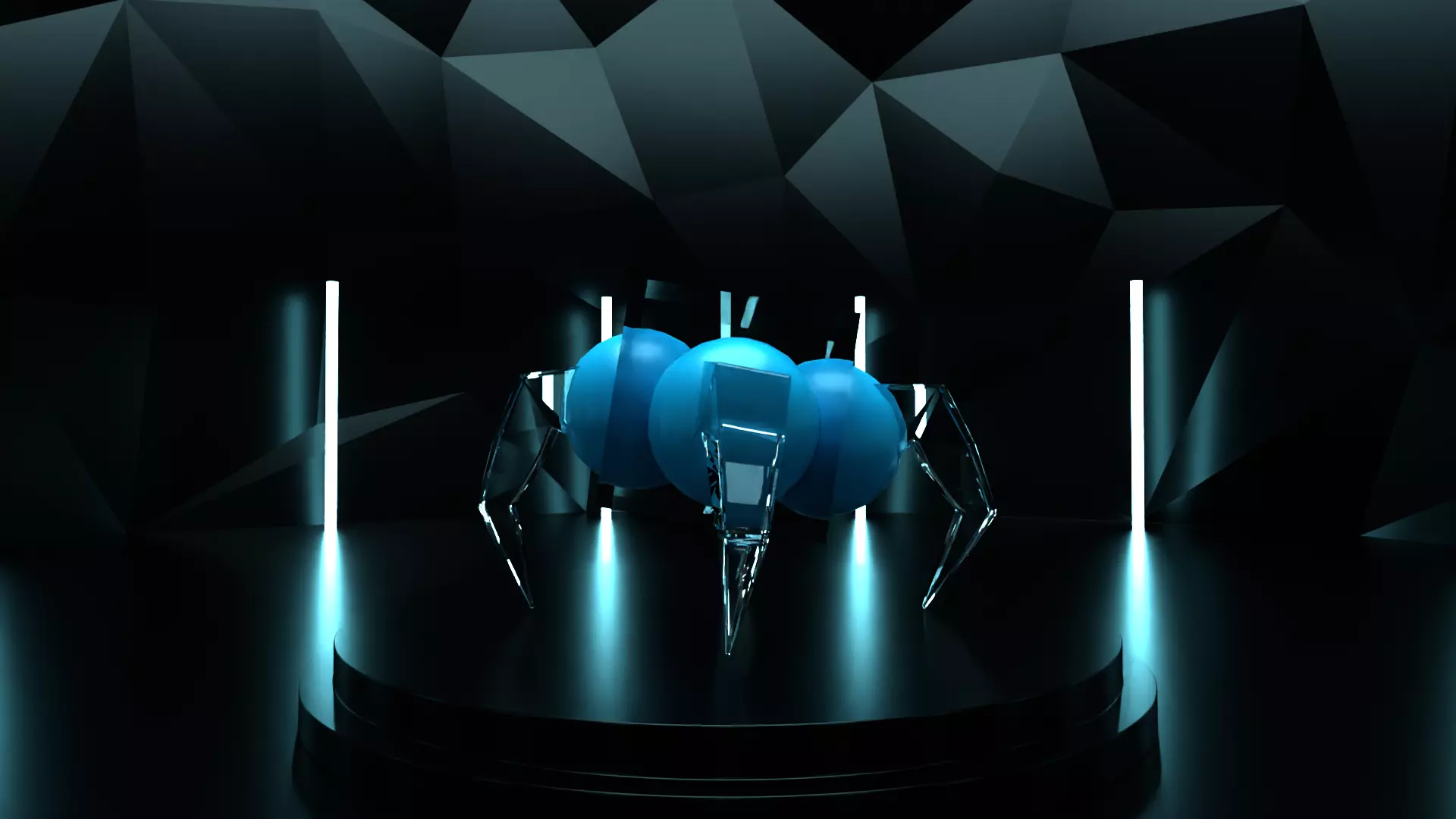 quad-bot spider robot Low-poly 3D model_0