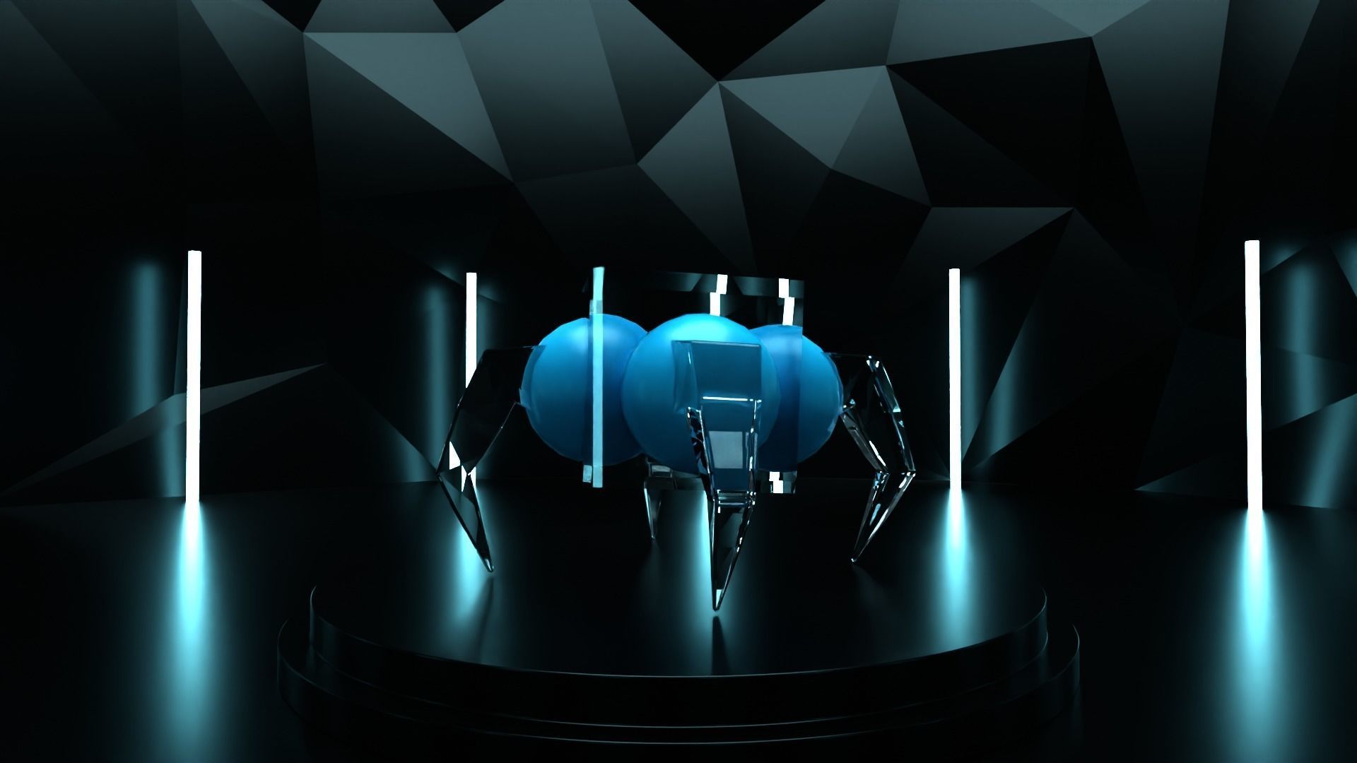 quad-bot spider robot Low-poly 3D model_4