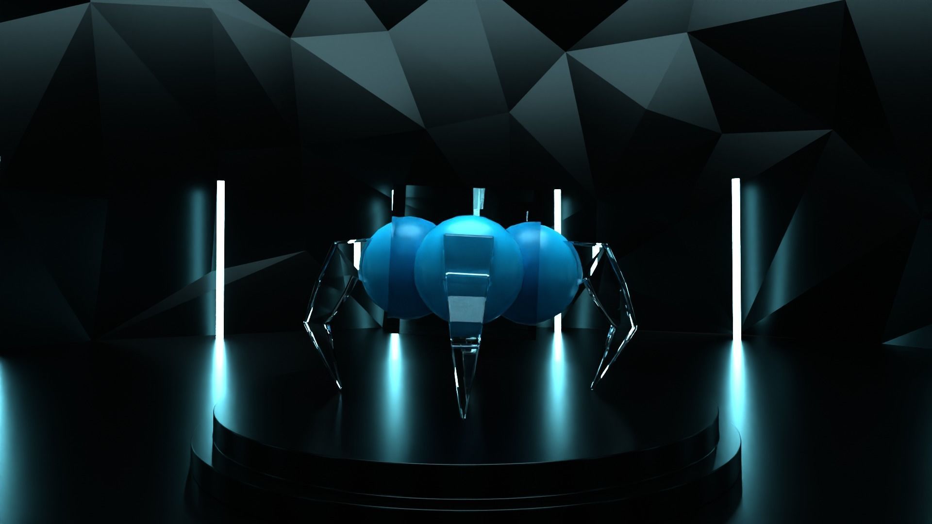 quad-bot spider robot Low-poly 3D model_3