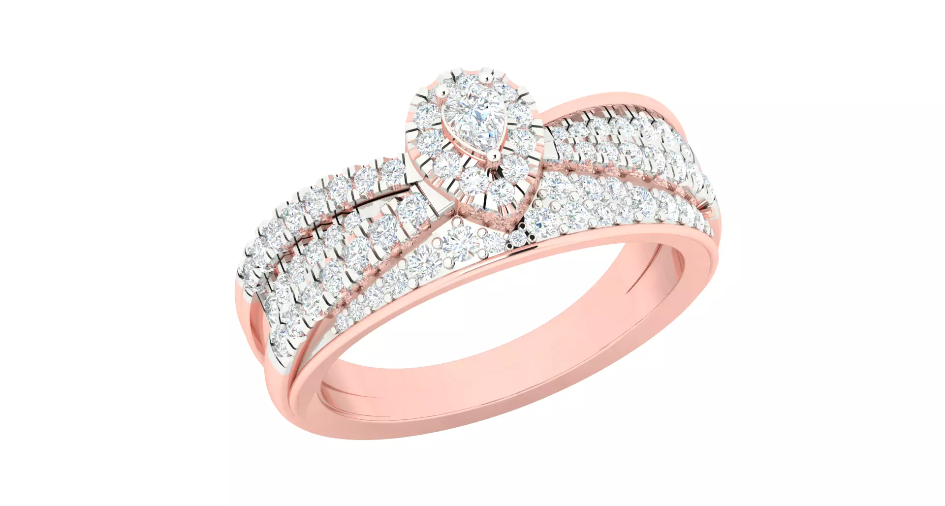 Solitaire Wedding Engagement Ring Pear Shape Ring 3D print model_0