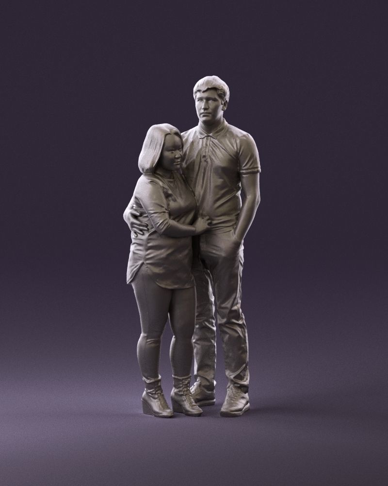 000985 Man in dark blue hug asian woman 3D model_13