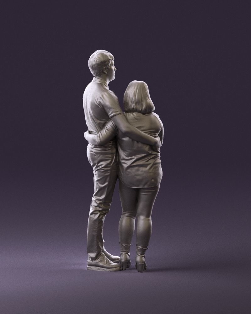 000985 Man in dark blue hug asian woman 3D model_17