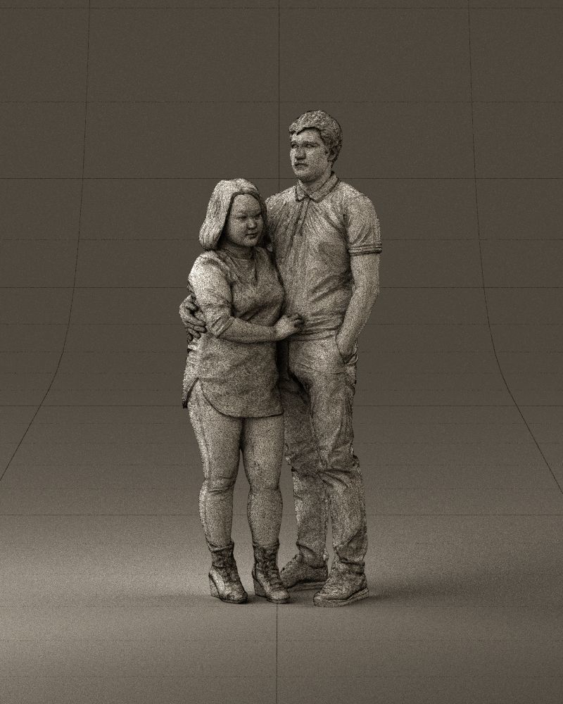 000985 Man in dark blue hug asian woman 3D model_35