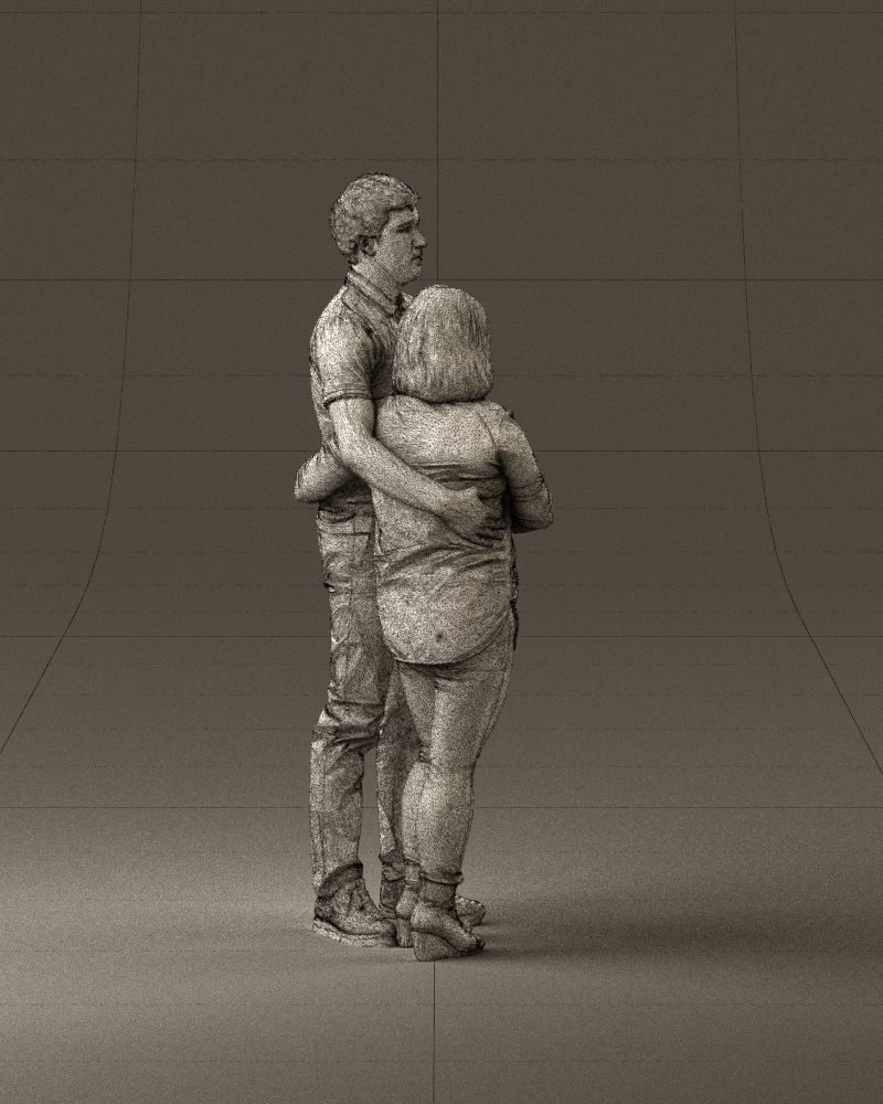 000985 Man in dark blue hug asian woman 3D model_28