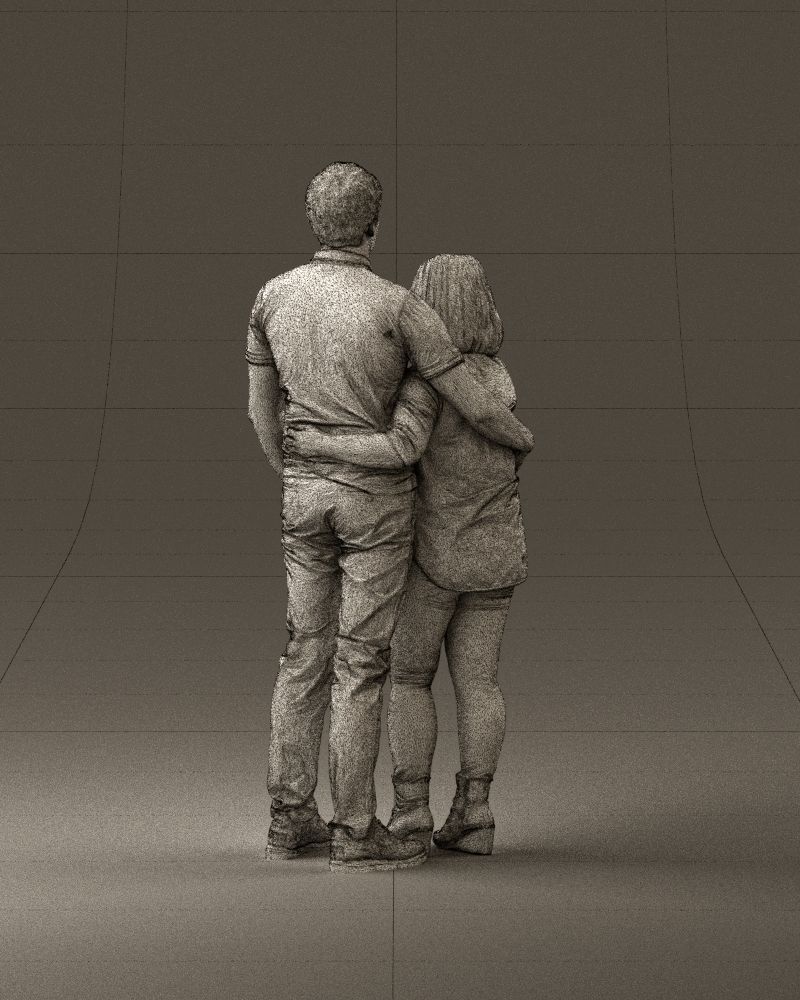 000985 Man in dark blue hug asian woman 3D model_30