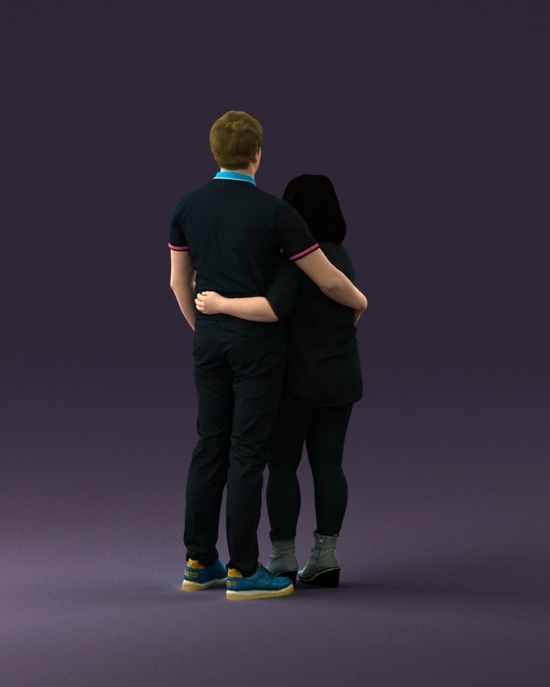 000985 Man in dark blue hug asian woman 3D model_6
