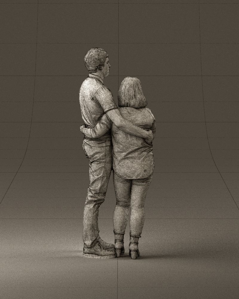 000985 Man in dark blue hug asian woman 3D model_29