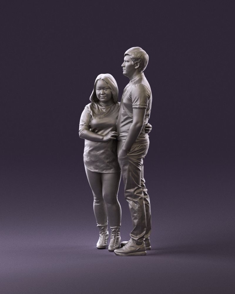 000985 Man in dark blue hug asian woman 3D model_21