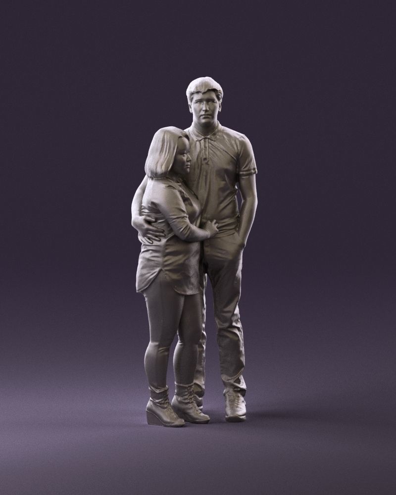 000985 Man in dark blue hug asian woman 3D model_14