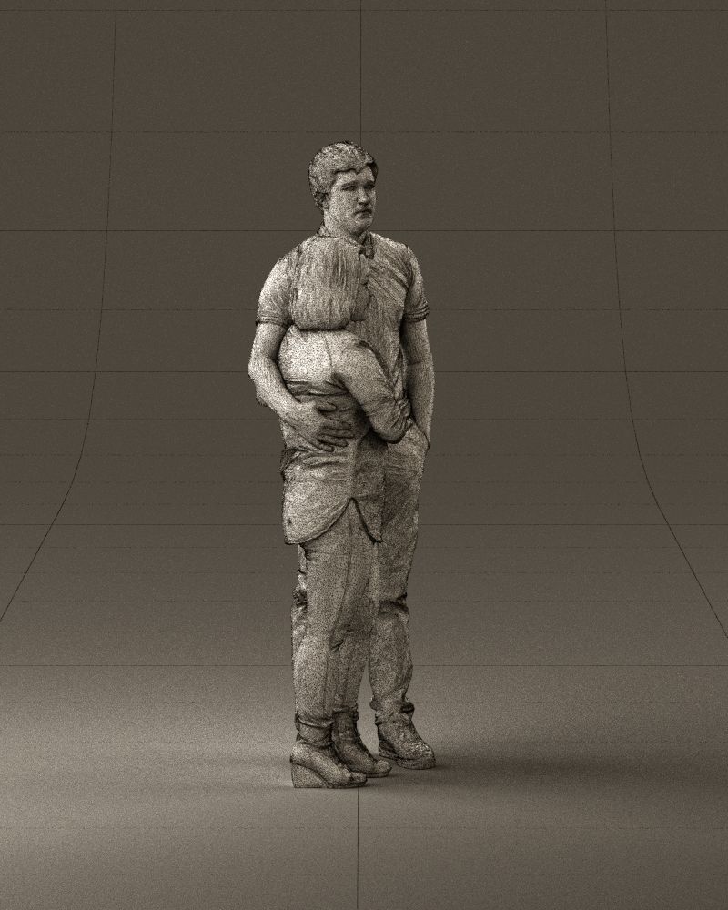 000985 Man in dark blue hug asian woman 3D model_27