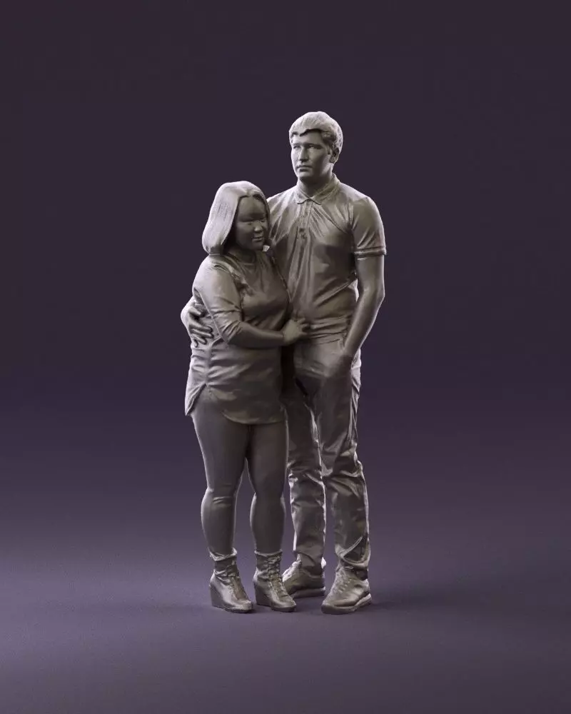 000985 Man in dark blue hug asian woman 3D Print Ready 3D print model_0
