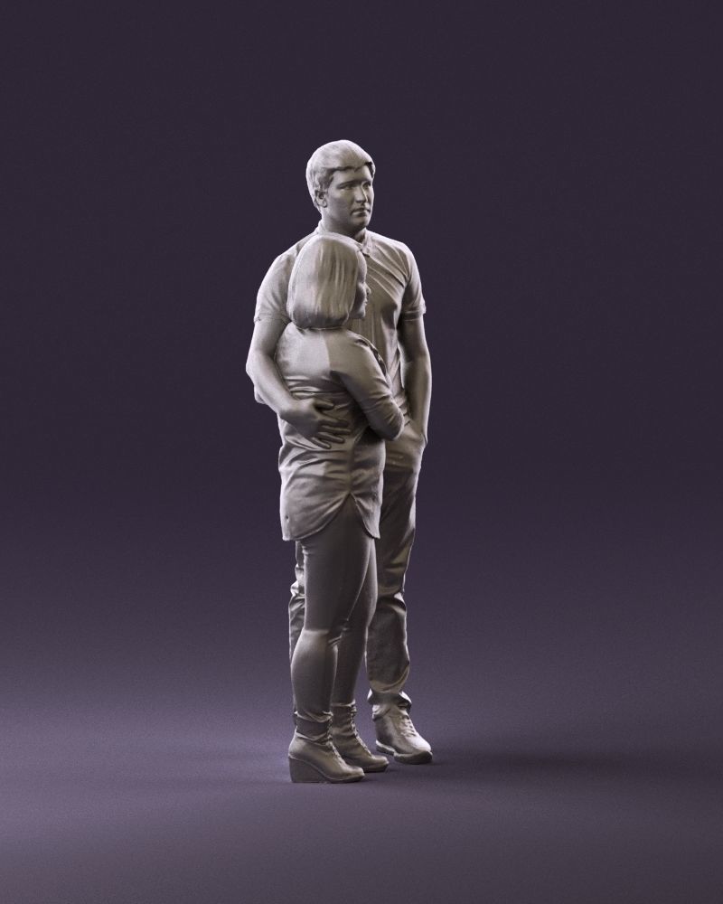 000985 Man in dark blue hug asian woman 3D Print Ready 3D print model_3