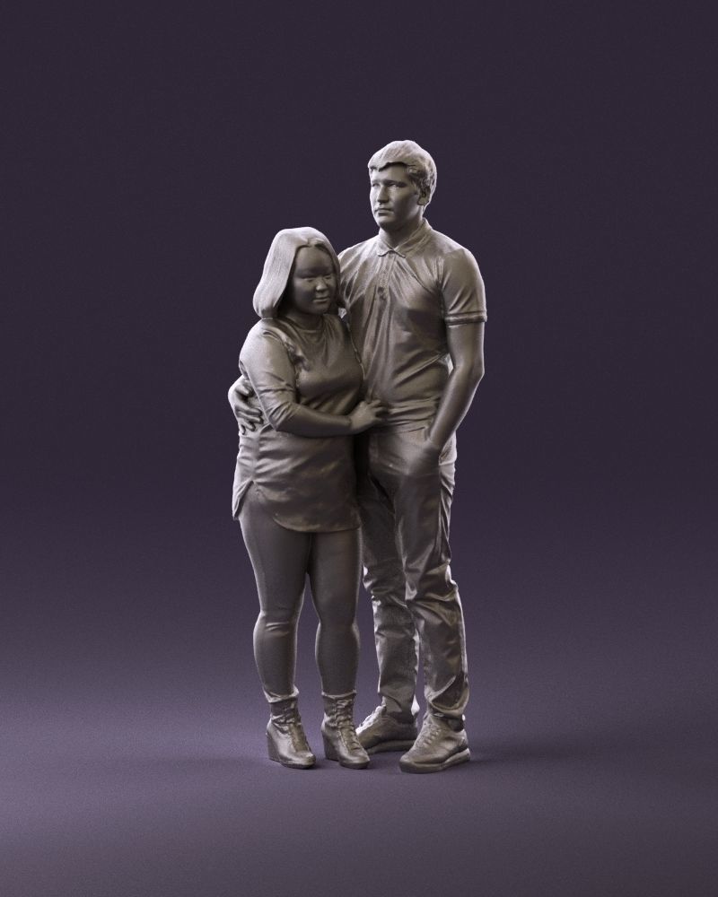 000985 Man in dark blue hug asian woman 3D Print Ready 3D print model_11