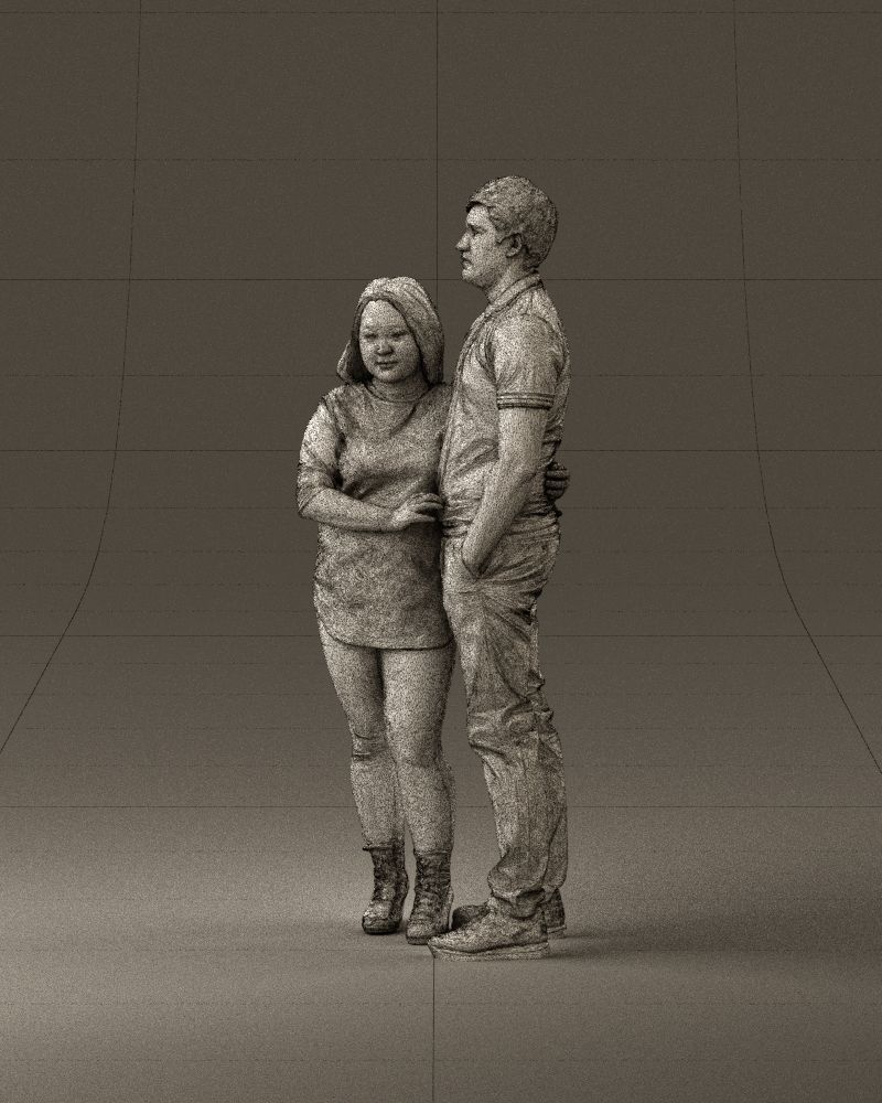 000985 Man in dark blue hug asian woman 3D Print Ready 3D print model_33