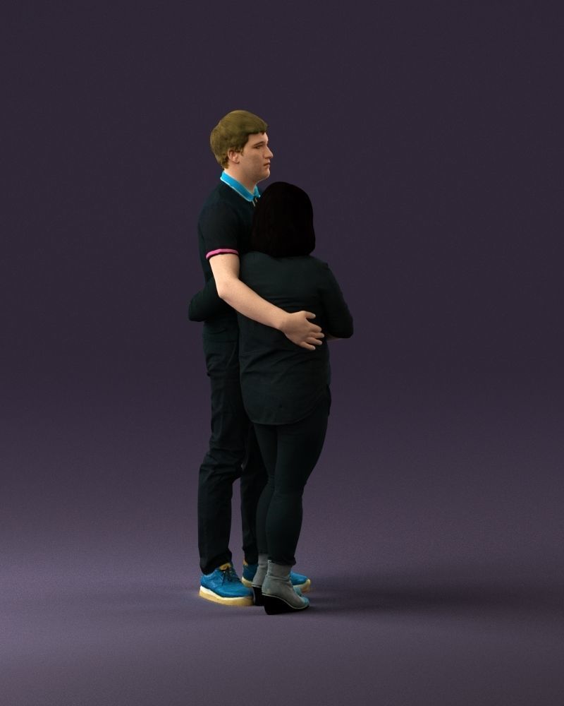 000985 Man in dark blue hug asian woman 3D Print Ready 3D print model_16