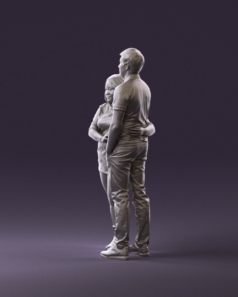 000985 Man in dark blue hug asian woman 3D Print Ready 3D print model_8