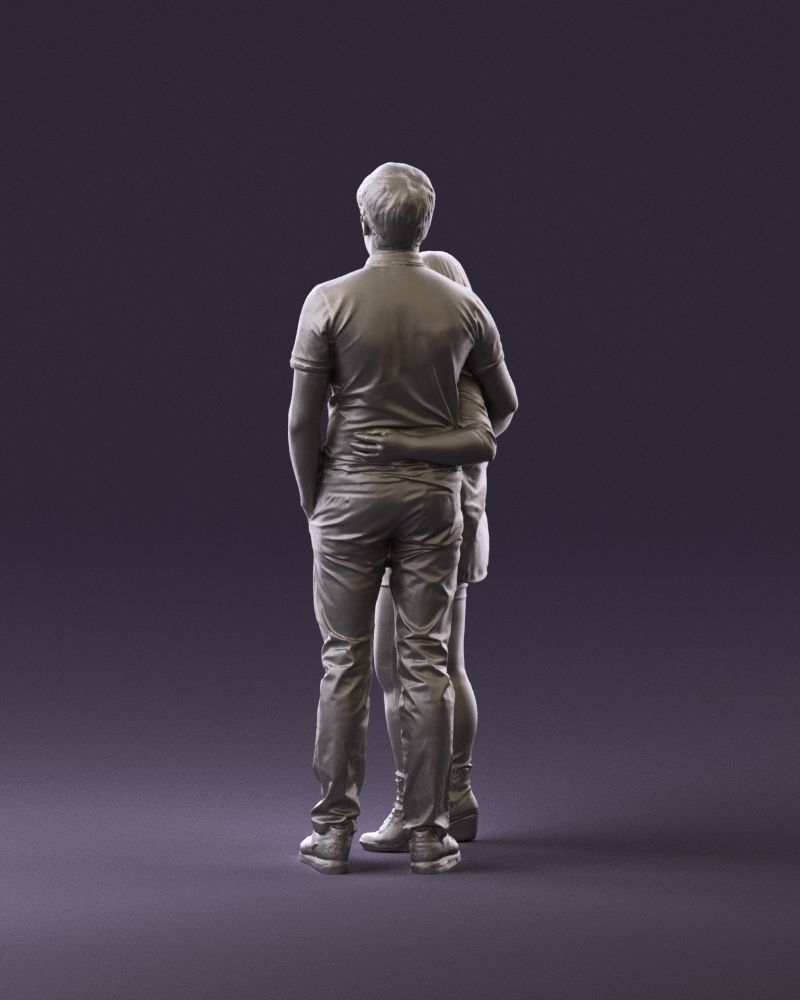 000985 Man in dark blue hug asian woman 3D Print Ready 3D print model_7