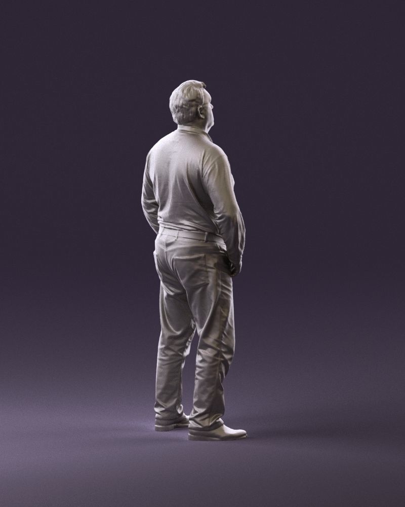 000986 Fat man in striped khaki polo 3D model_17