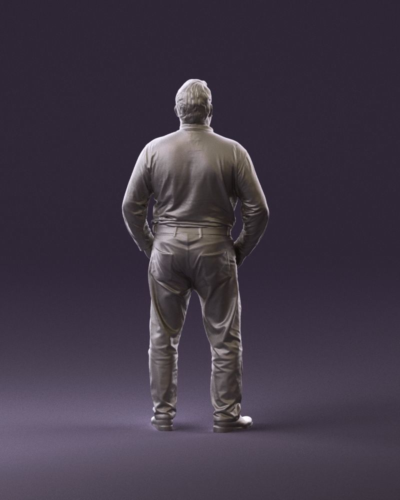 000986 Fat man in striped khaki polo 3D model_18