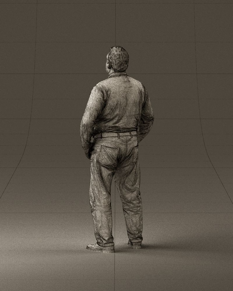 000986 Fat man in striped khaki polo 3D Print Ready 3D print model_31