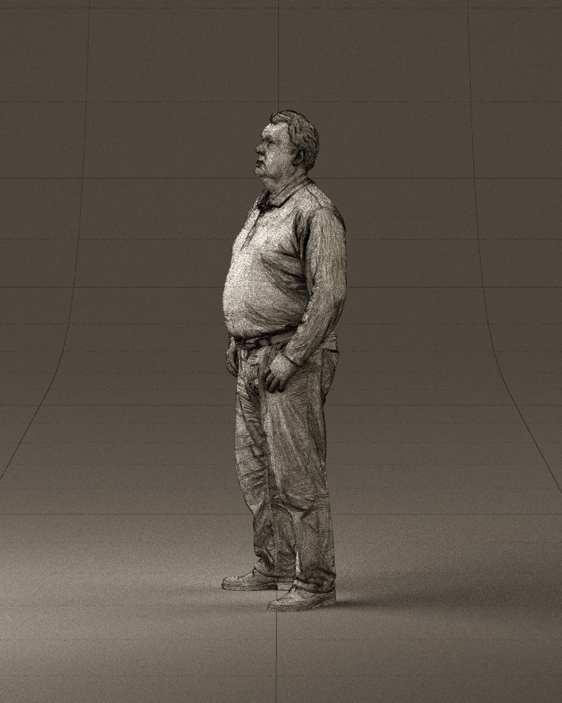 000986 Fat man in striped khaki polo 3D Print Ready 3D print model_33