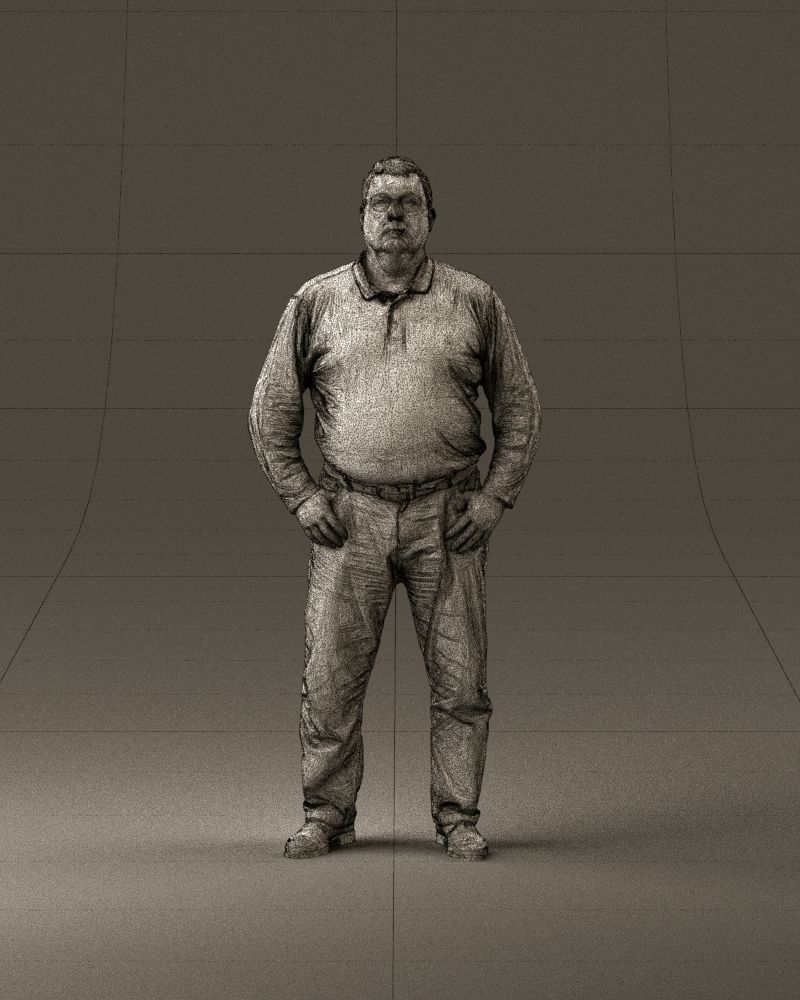 000986 Fat man in striped khaki polo 3D Print Ready 3D print model_25