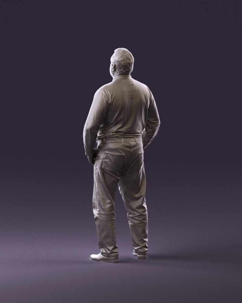 000986 Fat man in striped khaki polo 3D Print Ready 3D print model_7