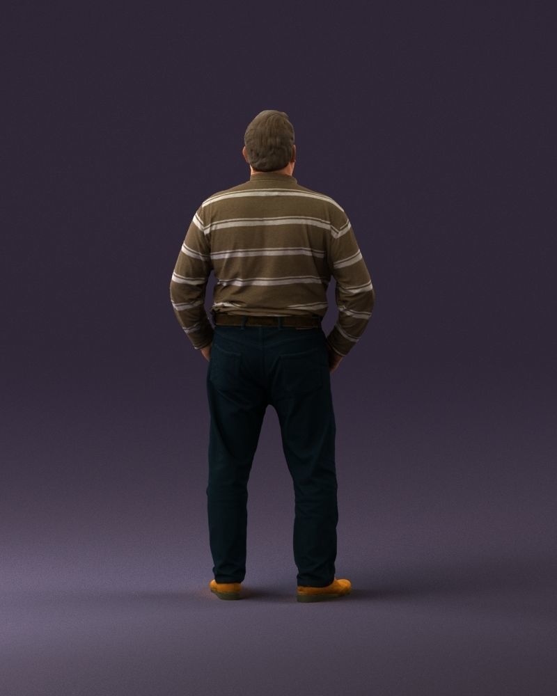 000986 Fat man in striped khaki polo 3D Print Ready 3D print model_18