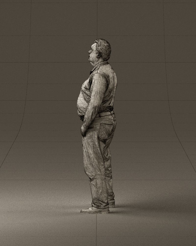 000986 Fat man in striped khaki polo 3D Print Ready 3D print model_32